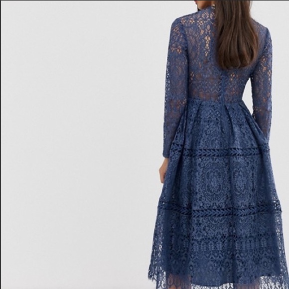 ASOS Blue Lace Midi Dress - Picture 2 of 8